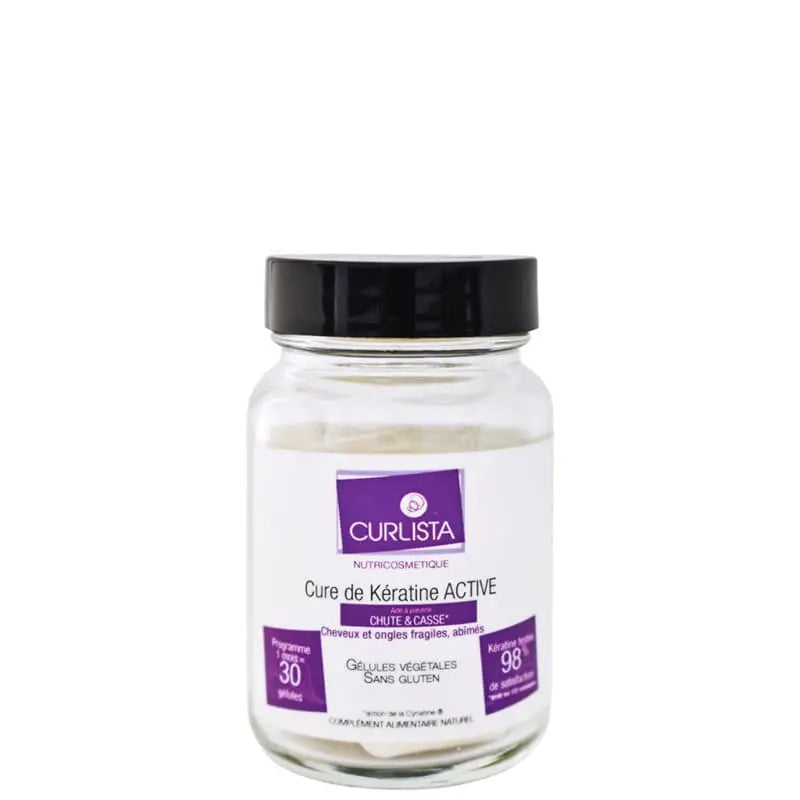 Keratine pure complément alimentaire en gélule cheveux, ongles et peau - Curlista - Gélules végétales sans gluten.
