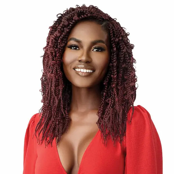 Mèches xpression Crochet BOX BRAIDS BUTTERFLY JUNGLE 12 pouces en bordeaux teinte dragon fruit