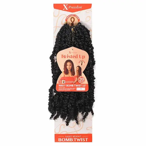 Mèches Crochet Outre X-pression Twisted Up WAVY BOMB TWIST 12 pouces Noir (1B)