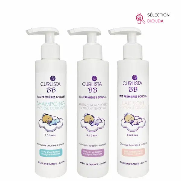 Routine capillaire Curlista BB pour bébé dès la naissance. Cheveux bouclés, frisés et crépus.