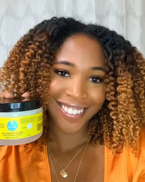 curls blueberry bliss twist n shout crème coiffante pour vanilles et braid out sur cheveux crépus