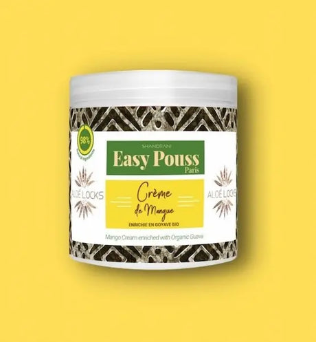 Easy Pouss- Crème de mangue enrichie en extrait de Goyave bio, beurre de Karité et extrait de Bambou. Elle permet d'hydrater et de nourrir les cheveux intensément.  Gamme Aloe Locks