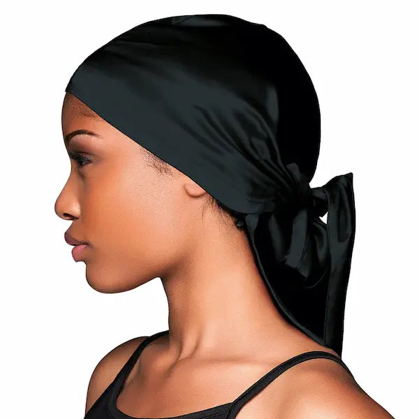 Foulard Cheveux en Satin Noir - Evolve Wrap scarf