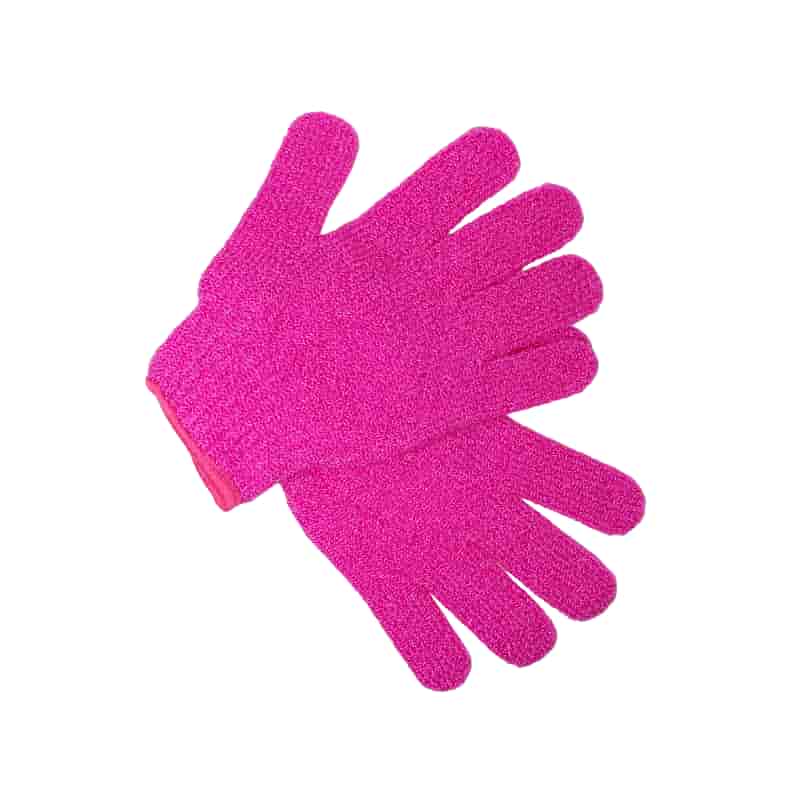 gant de douche exfoliant corps rose