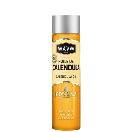 Douce, Apaisante, Réparatrice, Régénérante, l'huile de Calendula nourrit et protège à merveille les peaux sensibles, peaux sèches, peaux à problèmes, cuirs chevelus sensibles dès la naissance.