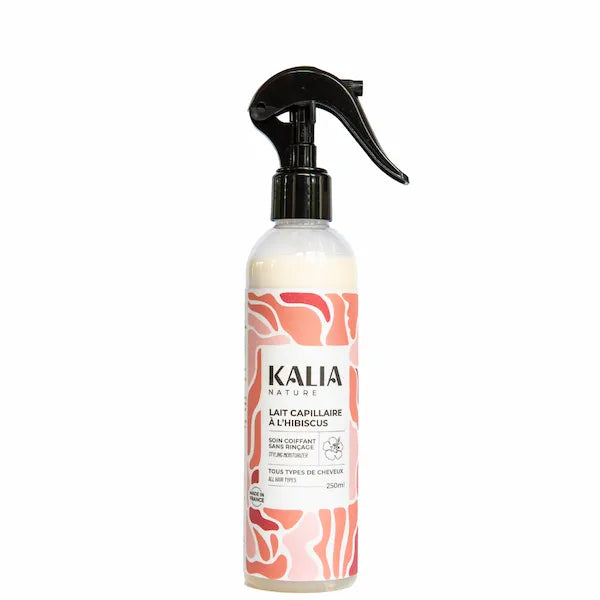 Kalia Nature Lait capillaire à l'Hibiscus en spray pour hydrater nourrir et coiffer les cheveux au quotidien.