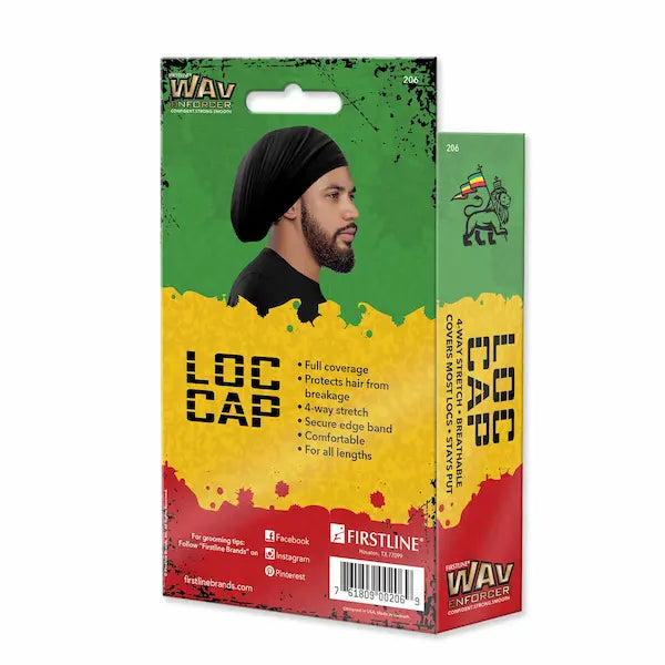 WavEnforcer Loc Cap bonnet fin noir pour locks extensible, couvre et protège les dreadlocks