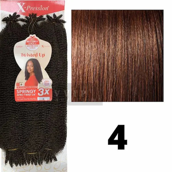 3 Mèches X-Pression Twisted Up Springy Afro Twist 24 Pouces Outré teinte 4