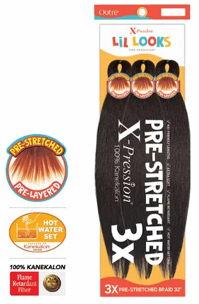 3 Mèches à natter BRAID 32 pouces pré étirées X-PRESSION Outré Lil Looks