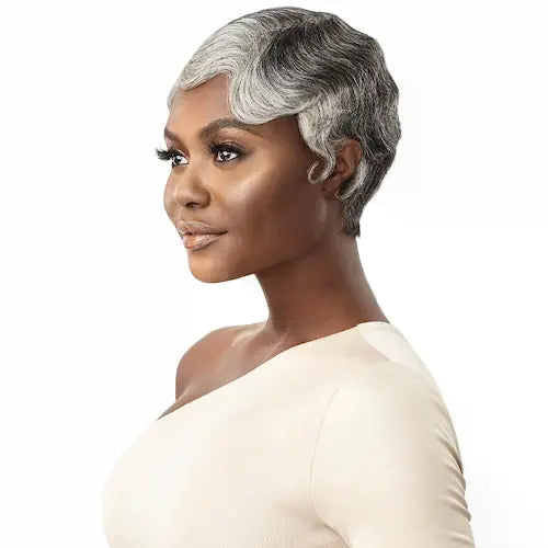 Perruque grise courte wavy Cheveux naturels modèle Marinette Outré
