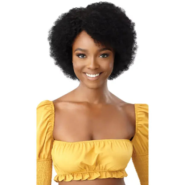 Perruque crépue afro cheveux naturels courte couleur noir Natural Black Outre Hair.