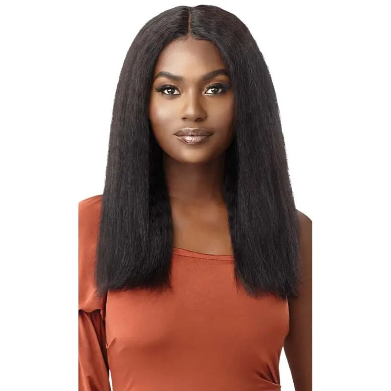 Perruque Naturelle Kinky Straight texture Yaki Longueur 20 pouces Lace HD transparente - Outré Gold Label
