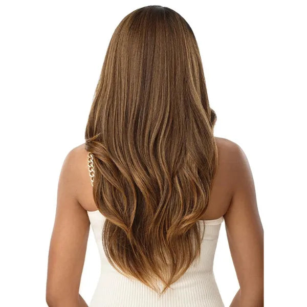 Perruque lace front wig hd transparante deluxe couleur DRFF chocolate truffle longue et ondulée Avalon Outré.