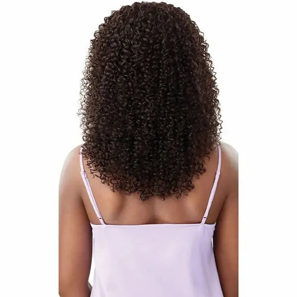 Perruque Cheveux Naturels Frange Bouclée Simona vue de dos - Outré