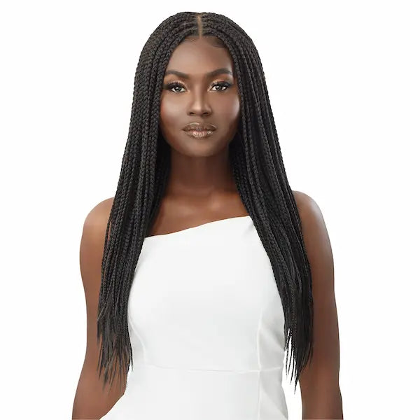 Perruque Tressée Noir Longue Lace Front 13X4 HD Transparent Outre.