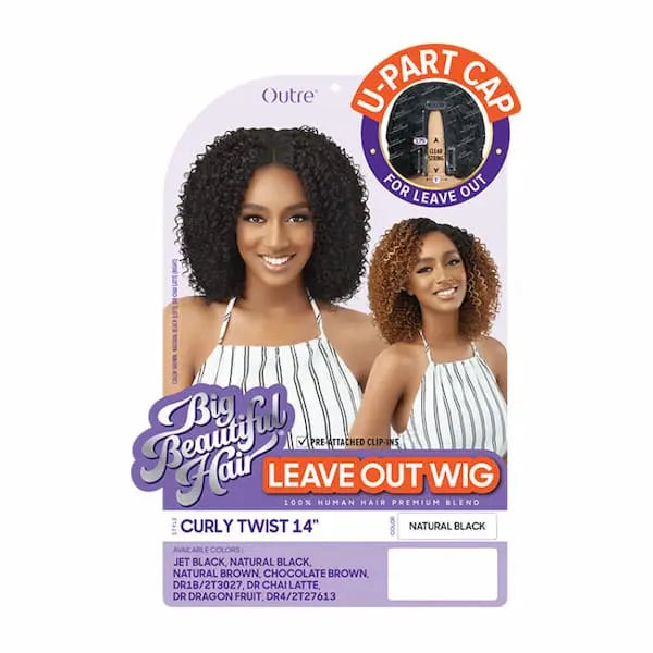 perruque u part bouclée curly twist 14 pouces en cheveux semi naturels