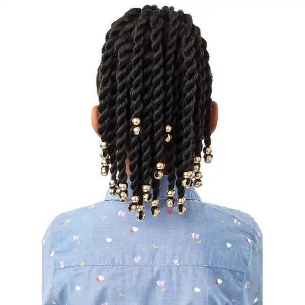 Postiche pour enfant pré-twisté couleur noir 1B Beaded Twist en 12 pouces Outré hair Lil Looks