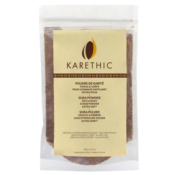 Karethic Poudre Exfoliante à la Coque de Karité pour le visage et le corps