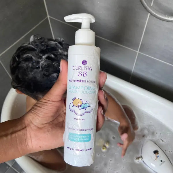 curlista bb shampoing mousse douceur bébé cheveux bouclés, frisés, crépus