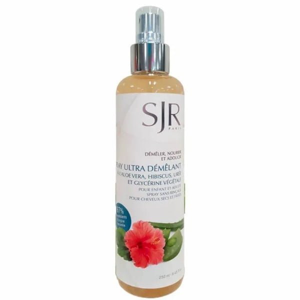 SJR Paris Spray Ultra Démêlant sans rinçage à l'Aloe vera, Hibiscus Cheveux secs et frisés pour Enfants et  Adultes
