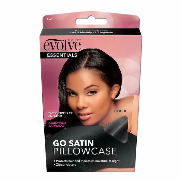 taie d'oreiller rectangulaire en satin de polyester noir Evolve