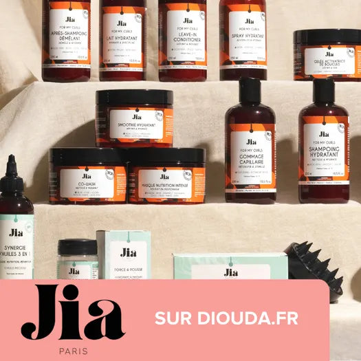 Jia Paris, soins 100% naturels fabriqués en FRance qui répondent aux besoins des cheveux bouclés, frisés et crépus.