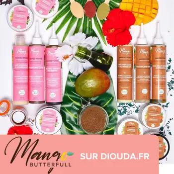  Mango Butterfull ce sont des gammes complètes de soins cosmétiques 100% naturelles, à base de mangue. Pour lapeau et les cheveux frisés, crépus, bouclés 