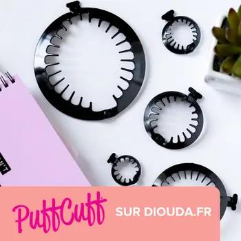 Puff Cuff ce sont des anneaux serre-tête pour afro-puff de différentes tailles.