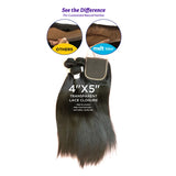 Tissage MELT BLUE NATURAL STRAIGHT 3PCS (18"20"22") avec closure 4X5 HD