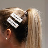 2 Barrettes Dorées avec Perles Blanches