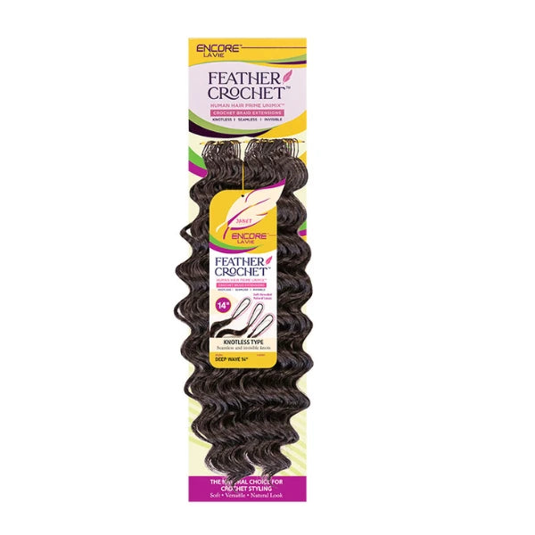 Mèches Semi-Naturelles Feather Crochet Deep Wave 14" Janet Collection
