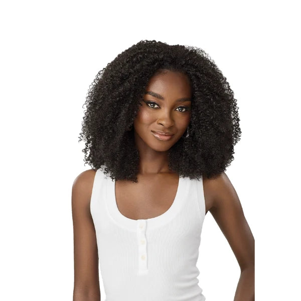 Black curly half wig, in yaki hair.