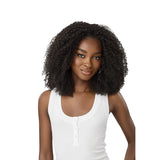 Black curly half wig, in yaki hair.