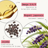 Baume Émollient Apaisant pour peau très sèche avec dermatite atopique. Formule enrichi en huile de jojoba et extrait de nige japonaise pour nourrir et protéger la peau