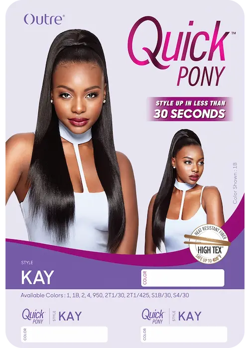 Postiche Queue de Cheval Long Lisse Synthétique Kay - Outre en noir 