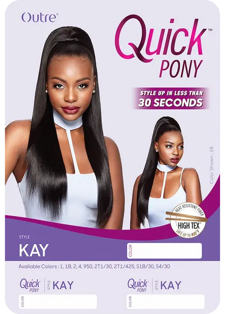 Postiche Queue de Cheval Long Lisse Synthétique Kay - Outre en noir 