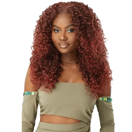 Perruque, pre-cut, 22'', roux, hd Lace, sans colle, Dominican curly, mi-longue