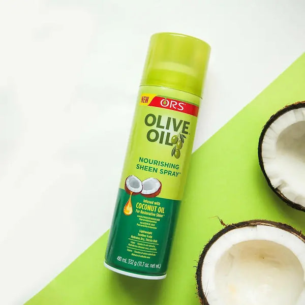 Ors Olive Oil Nourishing Sheen Spray 472ml. Spray brillant qui nourrit les cheveux avec une brillance éclatante qui dure toute la journée.