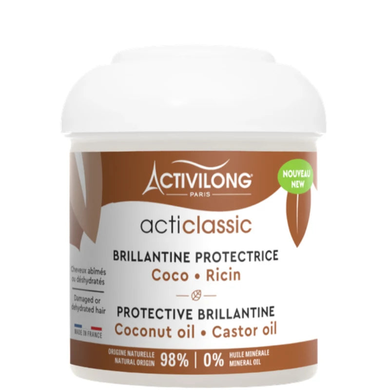 Activilong Brillantine protectrice cheveux au coco et ricin 98% d'ingrédients d'origine naturelle