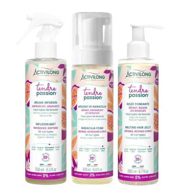 3 Produits coiffants Définition de Boucles Activilong Tendre Passion au Parfum Fruité