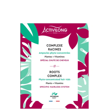 Ampoules Complexe Racines Activilong Spécial chute de cheveux : stimule l'activité cellulaire des racines, favorise la production de kératine, assainit le cuir chevelu.