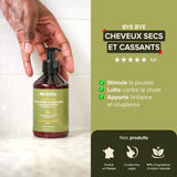 Soin lavant 3-en-1 au gombo, provitamine B5 et eau de rose pour démêler et hydrater les cheveux secs et cassants