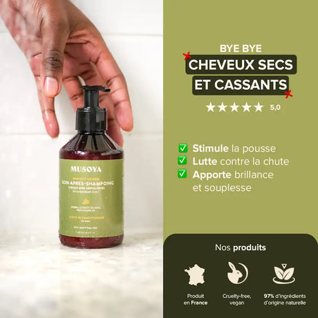Soin lavant 3-en-1 au gombo, provitamine B5 et eau de rose pour démêler et hydrater les cheveux secs et cassants