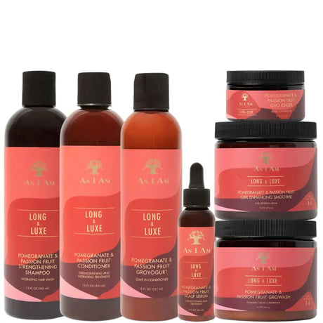 As I Am Long & Luxe Gamme complète Pomegranate and Passion fruit