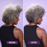 Avant après Curl Milk Aunt Jackie’s pour améliorer l’hydratation et la souplesse des cheveux naturels blanc