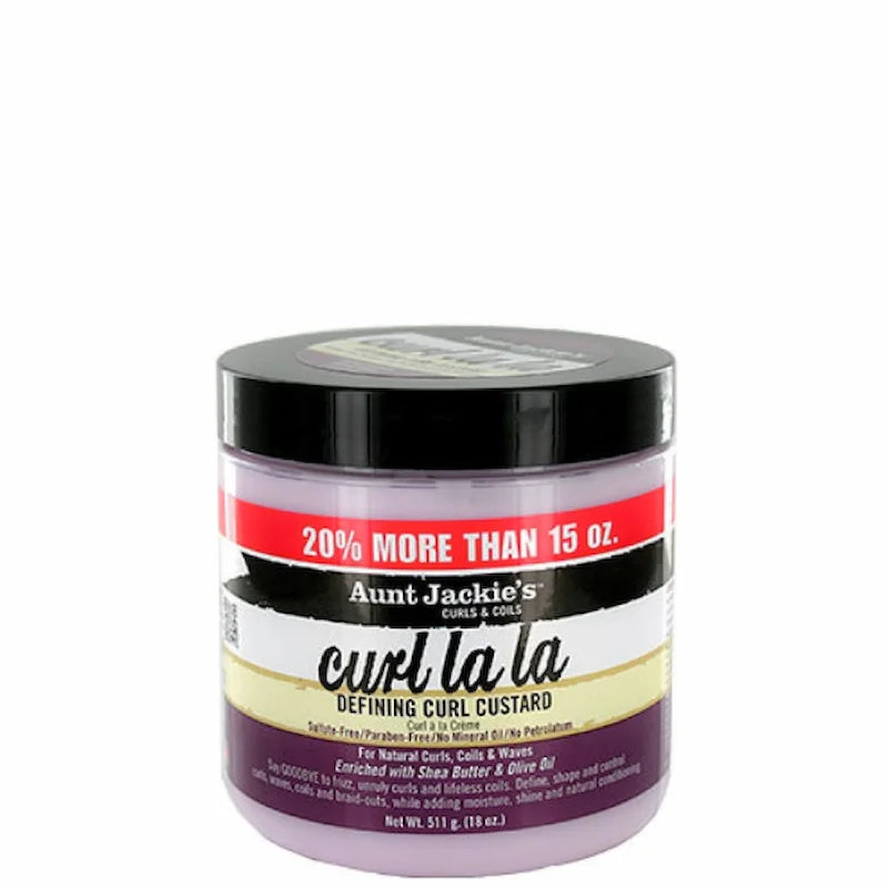 Crème coiffante Curl La La Aunt Jackie’s custard pour définir les boucles cheveux crépus frisés et bouclés