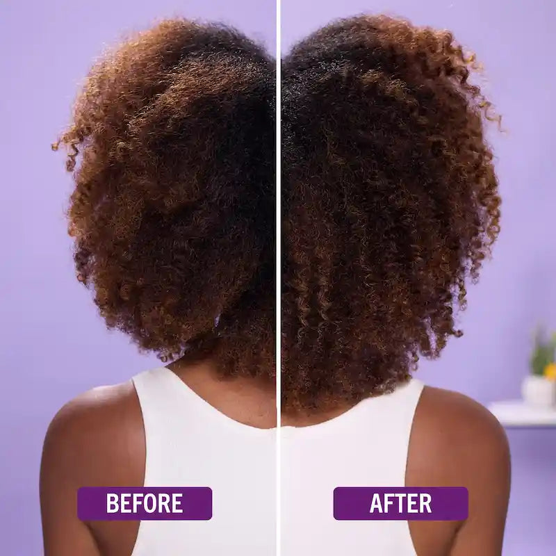 Avant après sérum Curl La La Aunt Jackie’s pour raviver les boucles et réduire les frisottis