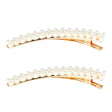 Barrettes cheveux courbée dorée avec perles blanches - Lot de 2
