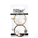 Barrette Ronde Dorée Perles Blanches - Lot de 2