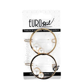 Barrette Ronde Dorée Perles Blanches - Lot de 2